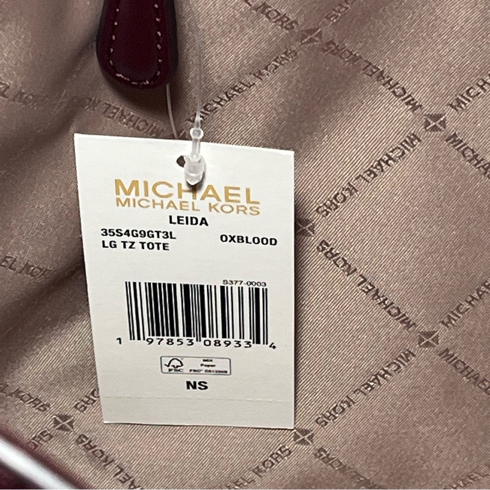 Michael Kors Leida Large Tote Bag in Oxblood NWT - Picture 3 of 12